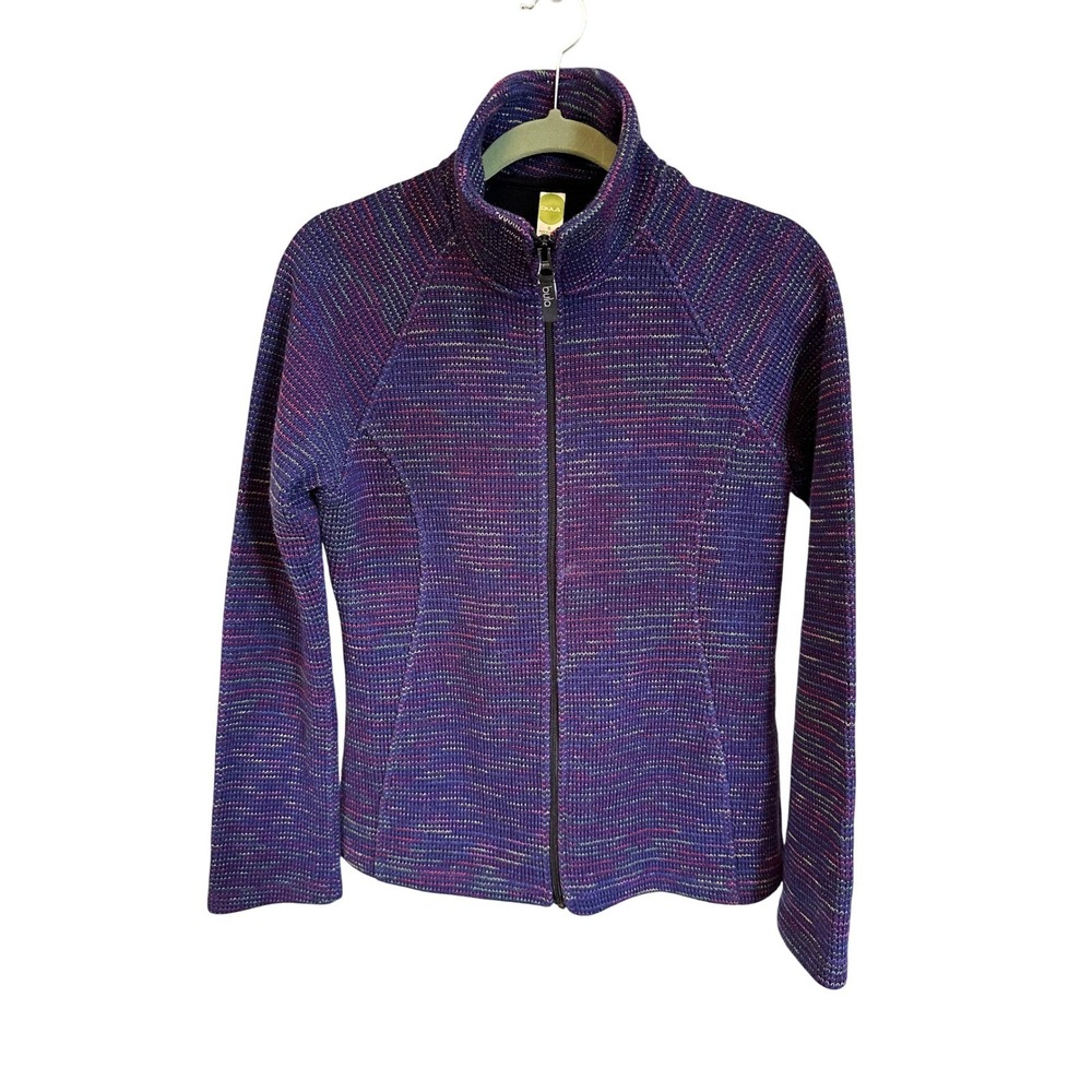 Bula Womens Full Zip Fleece Jacket‎ Small Purple Space Dye Mock Neck Canada Made